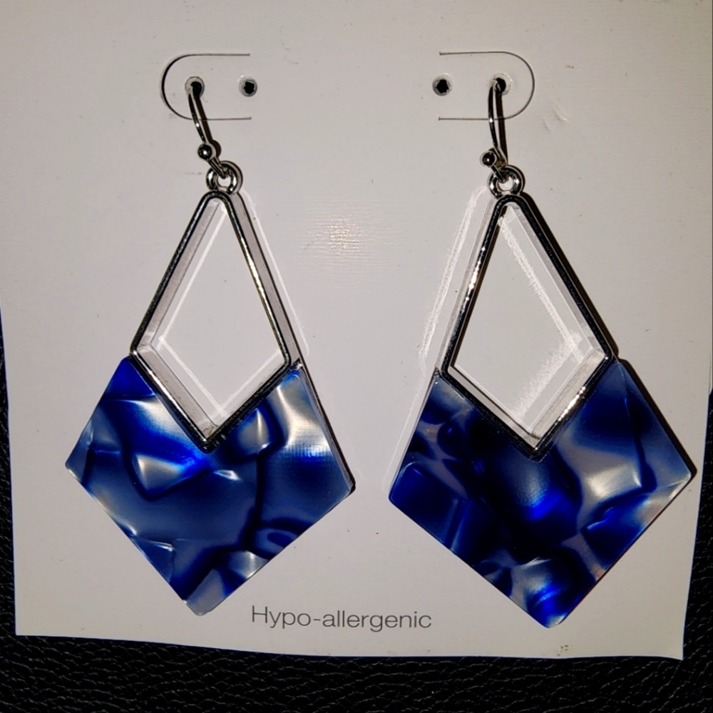 Blue Geometric Earrings